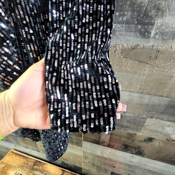 New Anthropologie Black sequins Ollie Mini Dress - Picture 7 of 12